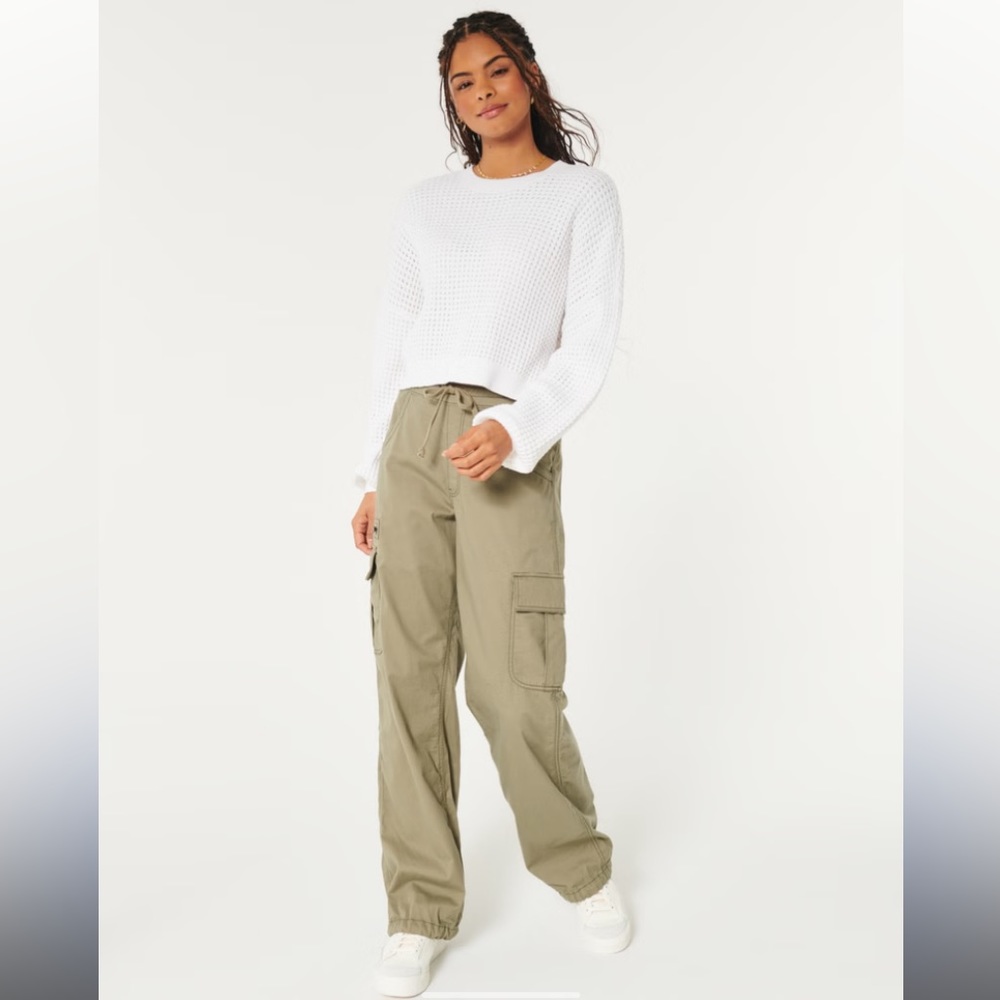 Hollister Easy Waffle White Cream Longsleeve Sweater